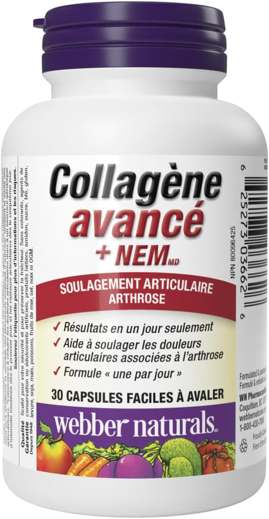 Webber Naturals 高級膠原蛋白,含天然蛋殼膜 (NEM),30 粒膠囊,有助於緩解關節疼痛並提高靈活性