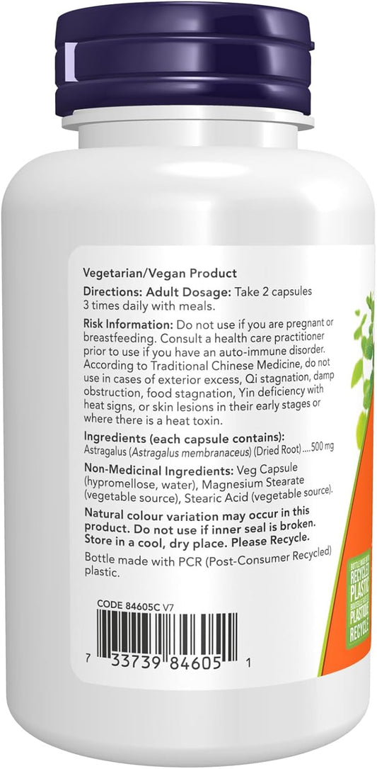 NOW Supplements, Astragalus (Astragalus membranaceus) 500 mg, Immune System Support, 100 Capsules
