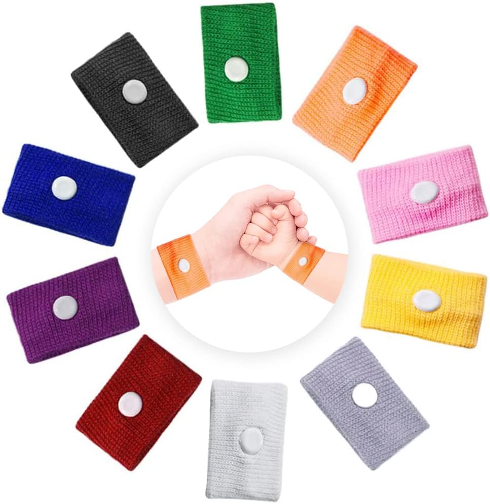 SITAKE 10 Pairs Motion Sickness Wristbands for Kids Bracelet, Pregnancy Anti Nausea Wristband for Sea Car Flying Pregnant Travel Sickness, Seasick Wristbands for Pregnancy Children Adults (10 Colors)