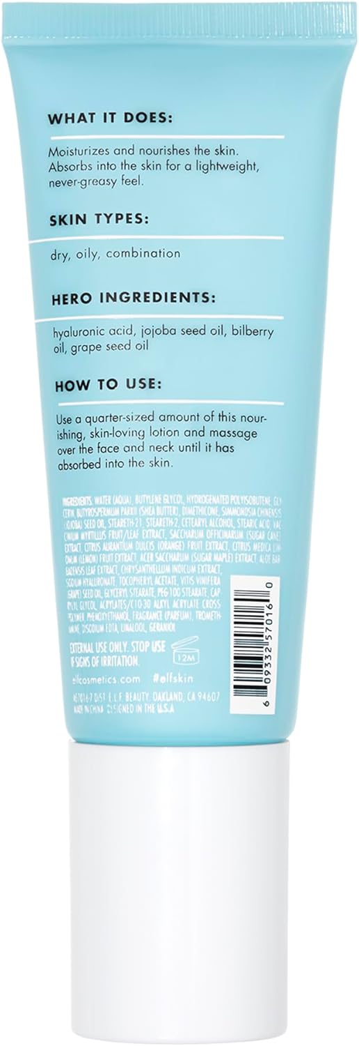 el.f. SKIN Holy Hydration! e.l.f. Off Makeup Remover, Liquid Makeup Remover For Eye, Lip & Face Make & Daily Hydration Moisturizer, Infused with Aloe, Jojoba Oil & Shea Butter, 2.53 Fl Oz (75mL)