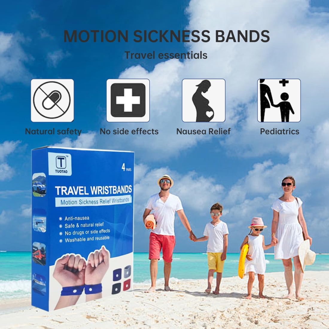 TUOTAO 8 件套旅行暈車手環,海上暈車手環,露營/遊輪/飛機旅行必備品