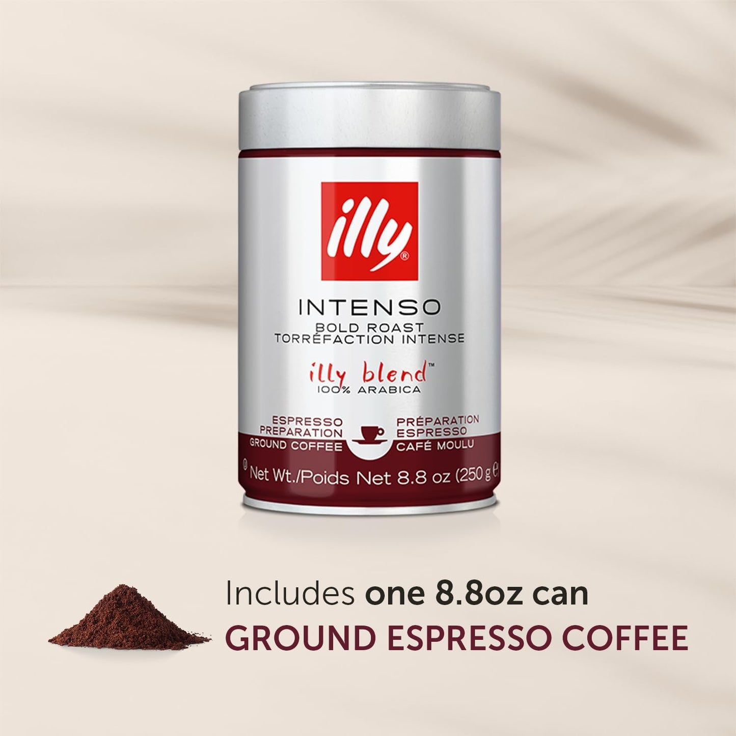 illy Ground Coffee Espresso - 100% Arabica Coffee Ground – Intenso Dark Roast – Warm Notes of Cocoa & Dried Fruit - Rich Aromatic Profile - Precise Roast - No Preservatives – 250g