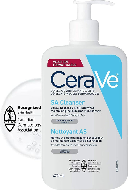 CeraVe Salicylic Acid Cleanser, Renewing Exfoliating Face Wash,473ml & Facial Moisturizing Lotion Pm | Ultra Lightweight, Night Face Moisturizer | Fragrance Free, 89 Milliliters (1 Pack)