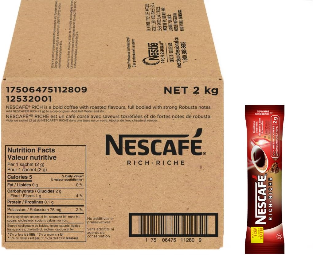 雀巢浓速溶咖啡,单份速溶咖啡包,2公斤装(2克x1000包)