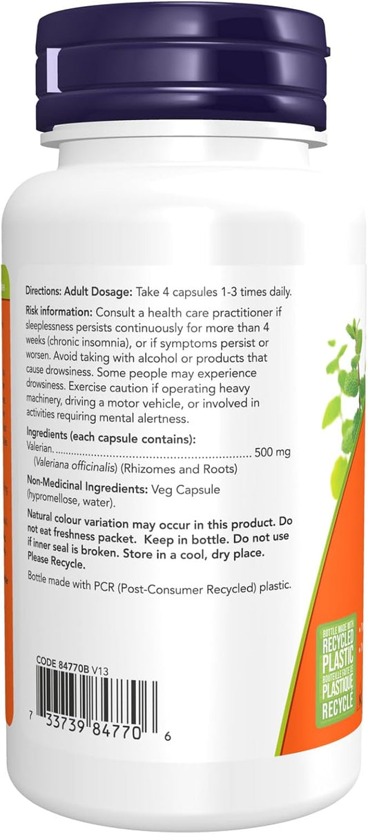NOW Supplements, Valerian Root (Valeriana officinalis) 500 mg, Herbal Supplement, 100 Veg Capsules