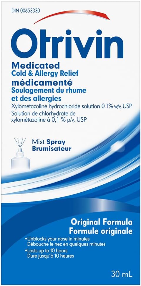 Otrivin 鼻喷雾剂,感冒和过敏药物,鼻塞缓解剂,原始配方,30 毫升
