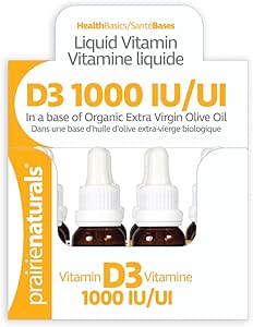 Prairie Naturals 液體維生素 D3 膽鈣化醇 1,000 IU - 15ml x 12 包