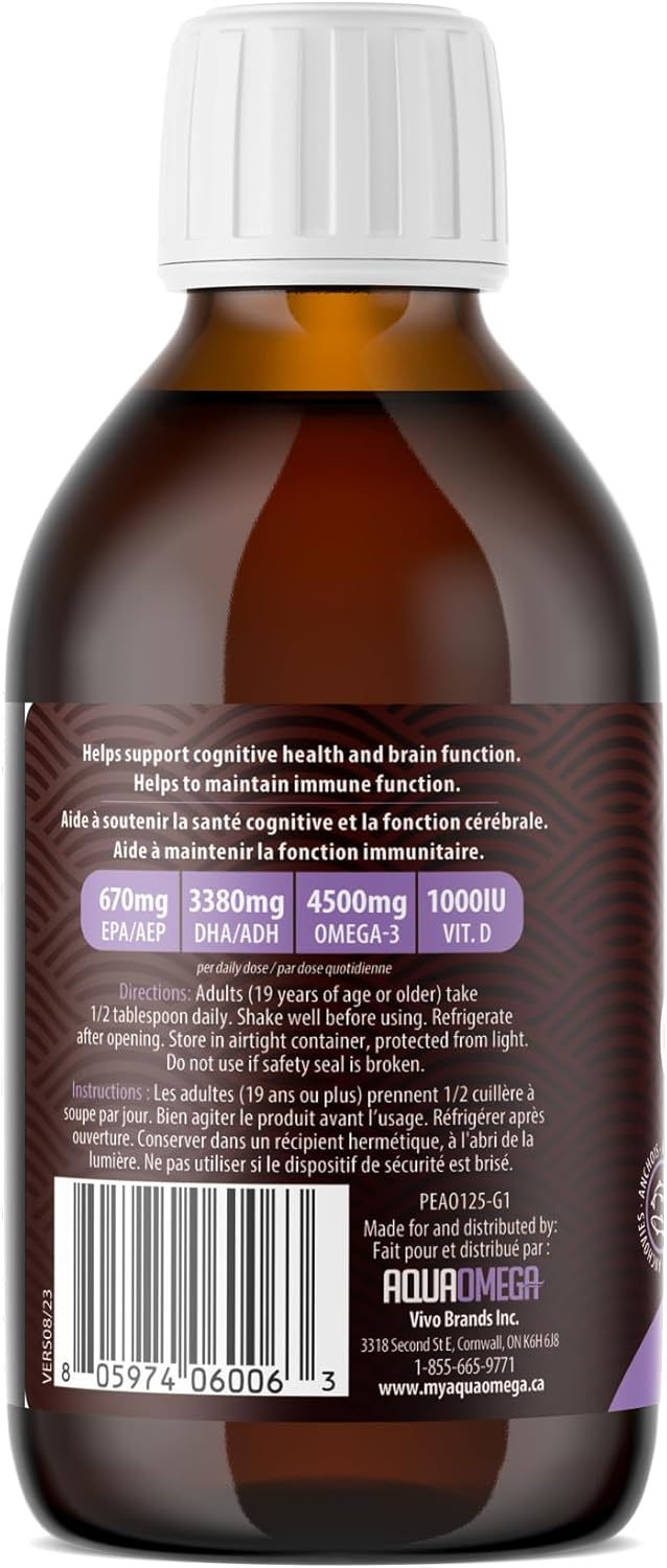 5倍極致強度 Omega 3 補充劑(含維生素 D)、魚油 Omega 3 液體(含 EPA、DHA 補充劑)、葡萄口味 Omega3 補充劑、野生魚油補充劑,225 毫升