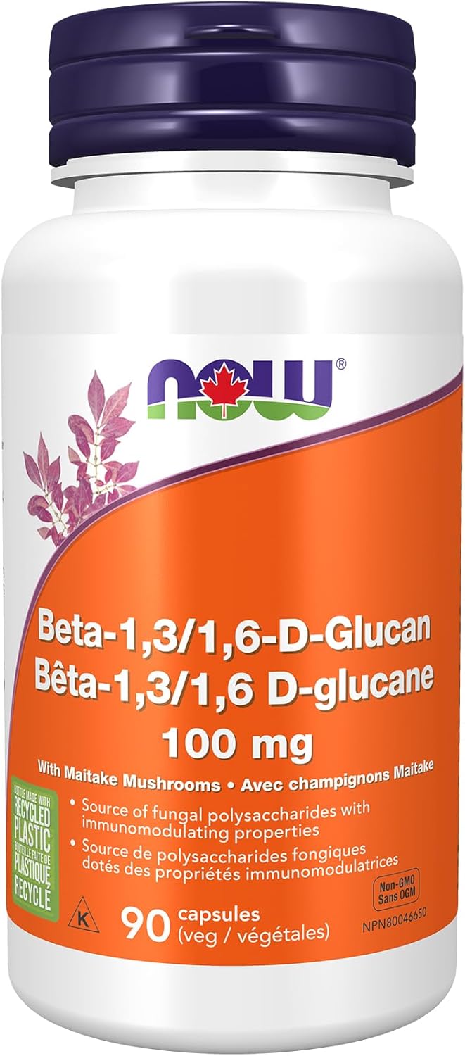NOW Supplements, Beta 1,3/1,6- D-Glucan 100 mg with Maitake Mushrooms, 90 Veg Capsule