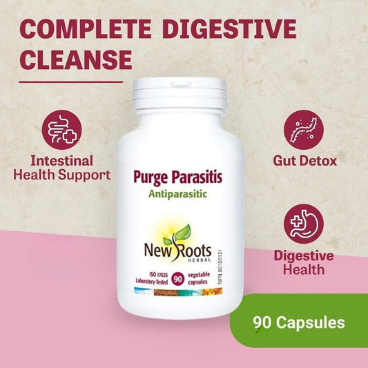 New Roots Herbal | Purge Parasitis Capsules for Adults - Comprehensive Parasite Cleanse with Wormwood, Black Walnut Hull - Digestive & Antiparasitic Support Supplement (90 Veg Caps)