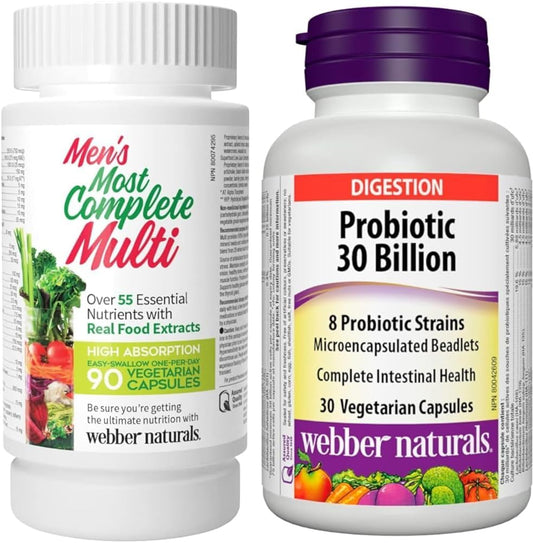 Webber Naturals 男士最全面的复合维生素+益生菌,含 300 亿活性细胞
