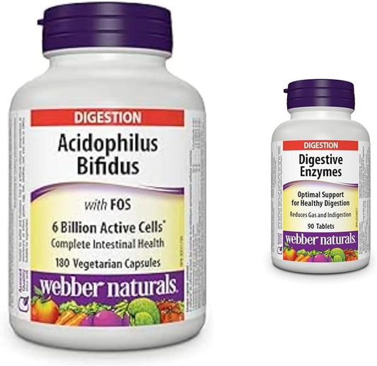 Webber Naturals 嗜酸乳桿菌雙歧桿菌(含 60 億活性細胞)+ 消化酶套裝