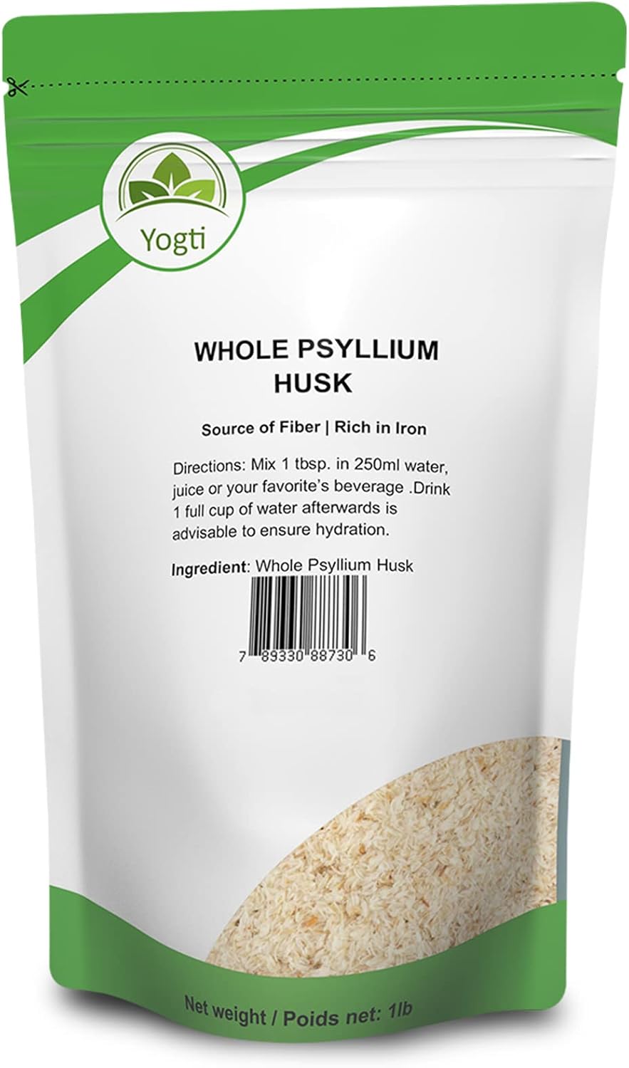 Yogti Whole Husk Psyllium 1 pound & Psyllium Husk Powder - 1 Pound