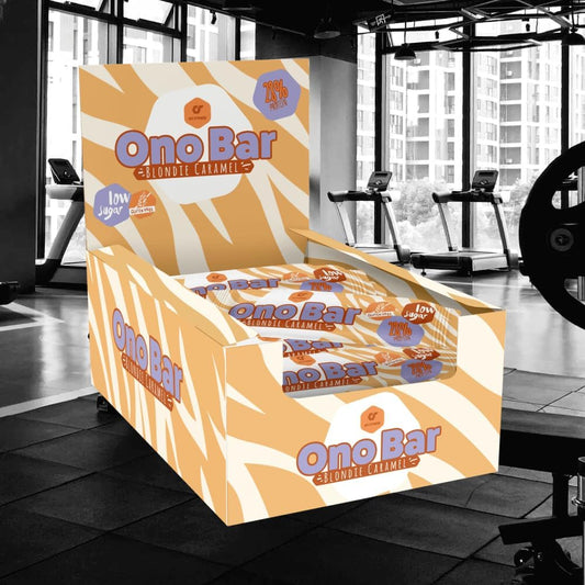 GoFitness Nutrition ONO Bar 金髮焦糖口味 - 12x40克裝 - 高蛋白健身棒,支持肌肉生長、提升能量,也是健康零食