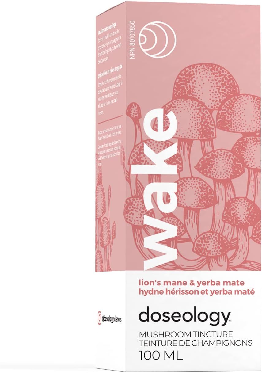 Doseology,WAKE,狮鬃菇、马黛茶和 B 族维生素提取物,子实体蘑菇酊剂,促进警觉性和清醒度,增强认知功能,100 毫升(一个月用量)
