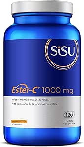 Sisu Ester-C 1000mg 片劑,24 小時免疫支持,酸性較低,比其他形式的維生素 C 更易吸收和保留,120 片,純素,非轉基因,無麩質,無乳製品,無大豆