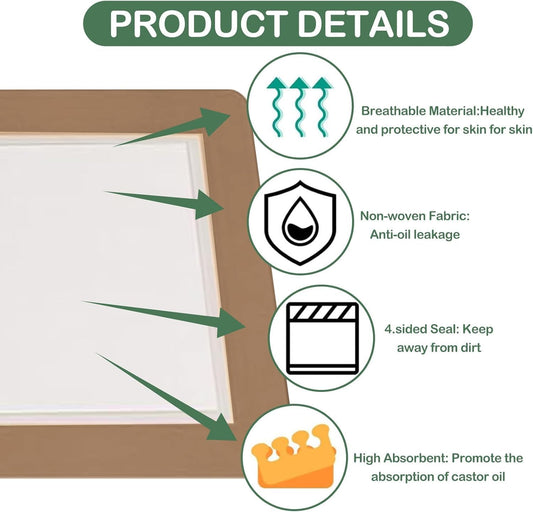 30 片蓖麻油贴片、自粘蓖麻油包、蓖麻油包包裹有机棉、小型一次性蓖麻油贴片、3 种尺寸蓖麻油包免洗防漏(咖啡色)