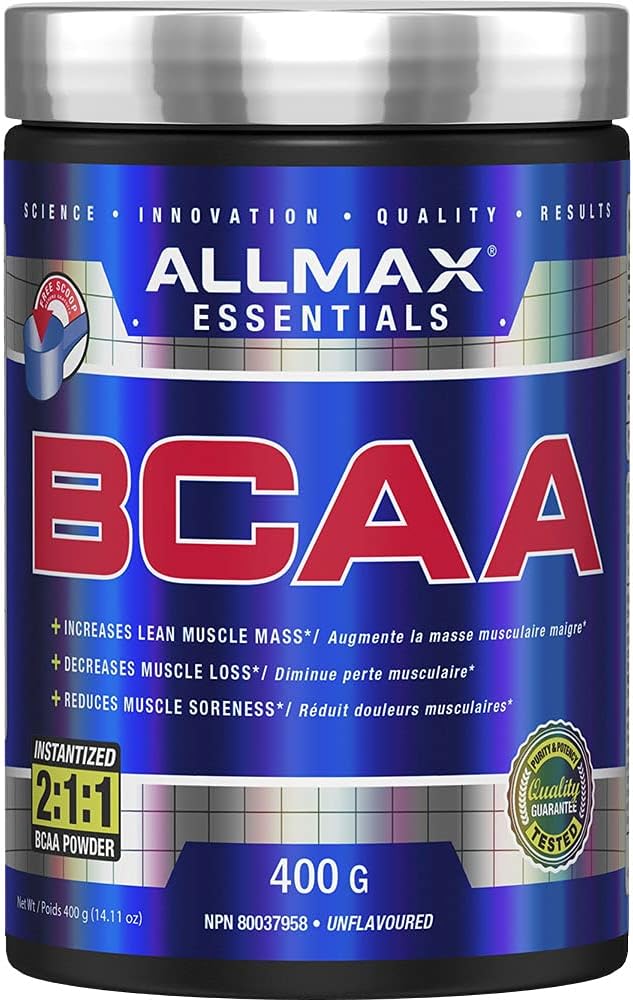 ALLMAX Nutrition - 谷氨酰胺粉 - 100% 医药级 - 400 克 & BCAA 2:1:1-100% 纯医药级 - 微粉化支链氨基酸 - 无麸质,400 克