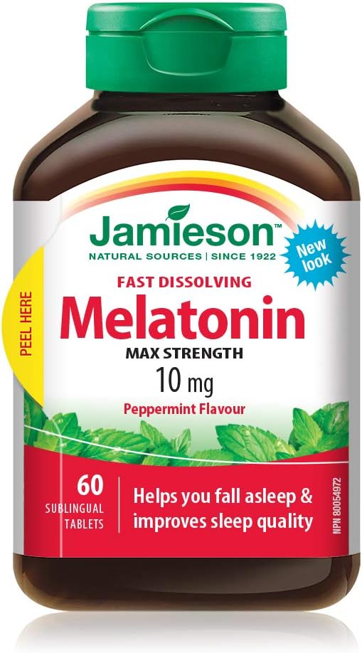 Jamieson 褪黑激素 5 毫克强效 - 巧克力薄荷味速溶片,100 片 & 褪黑激素 10 毫克强效 - 薄荷味速溶片,60 片(1 包)