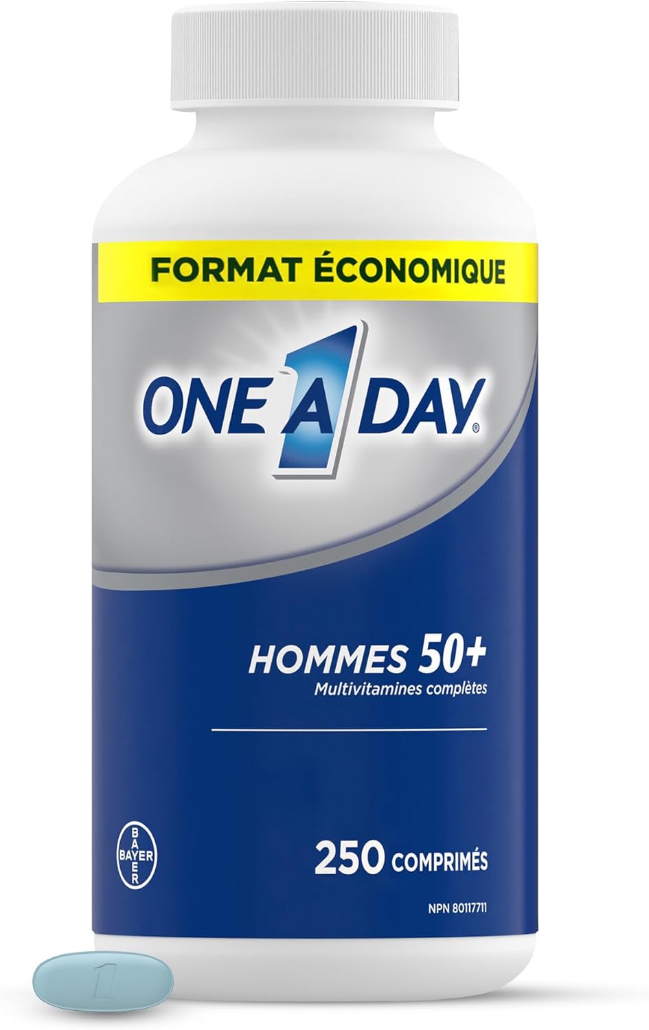 每日一片男士复合维生素,适合 50 岁以上男性 - 含维生素 A、B、C、D、E、钙、硒、镁和锌,支持免疫、骨骼、心脏和眼睛健康,以及能量,250 片
