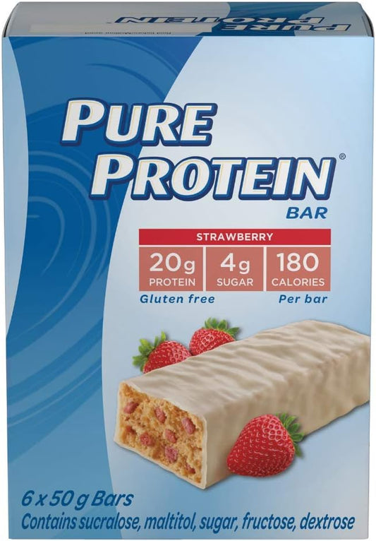 Pure Protein Bars - Strawberry Greek Yogurt + Lemon Cake Gluten Free Whey Protein Bars (Pack of 12)