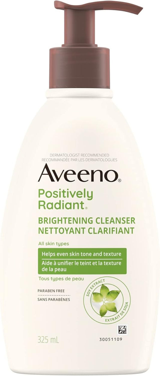 Aveeno Positively Radiant Brightening Cleanser - 卸妆,大豆提取物洁面乳,去除油脂,平滑肤色 - 325毫升