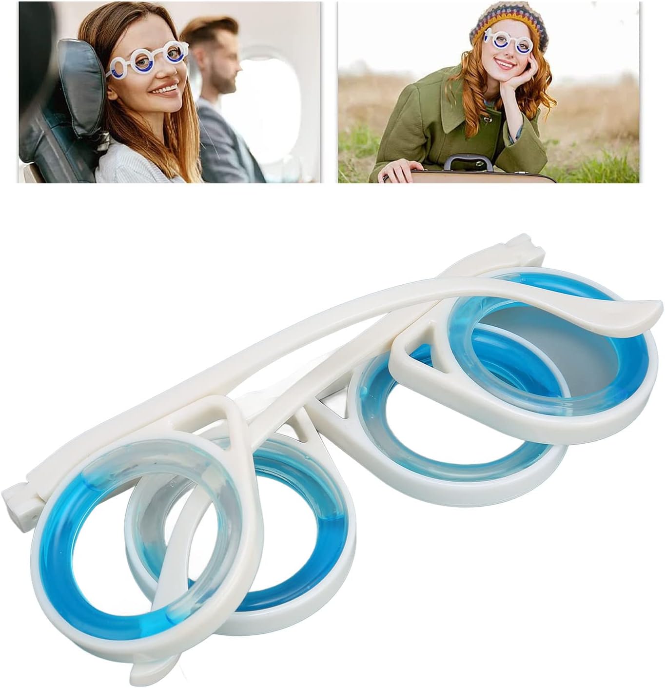 防晕动病眼镜,超轻缓解恶心眼镜,缓解晕车晕机晕船眼镜,无镜片液体眼镜,适合旅行、成人和儿童