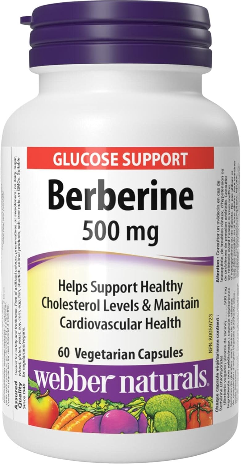 Webber Naturals 小檁鹼 500 毫克,60 粒膠囊,支持健康的葡萄糖代謝和心血管健康,純素