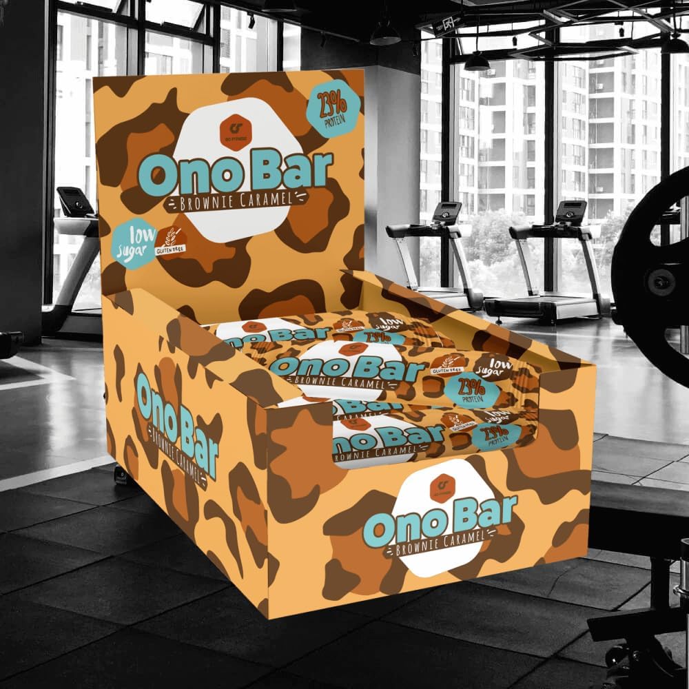 GoFitness Nutrition ONO Bar Brownie Caramel Flavor – 12x40g Pack – High Protein Energy Bar for Fitness, Muscle Recovery, and Healthy Snacking