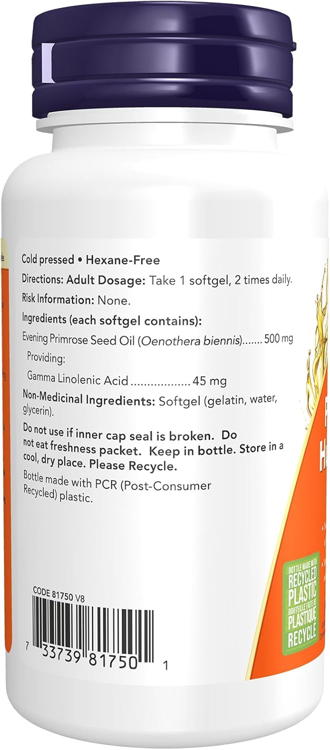 NOW Supplements, 月見草油 500 毫克,含天然 GLA(γ-亞麻油酸),100 粒軟膠囊