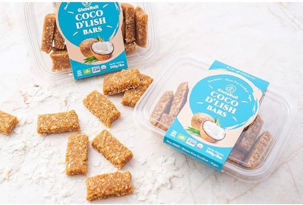 Glutenull Bakery 有机 Coco D'Lish 棒 - 生食,240 克(包装可能有所不同)