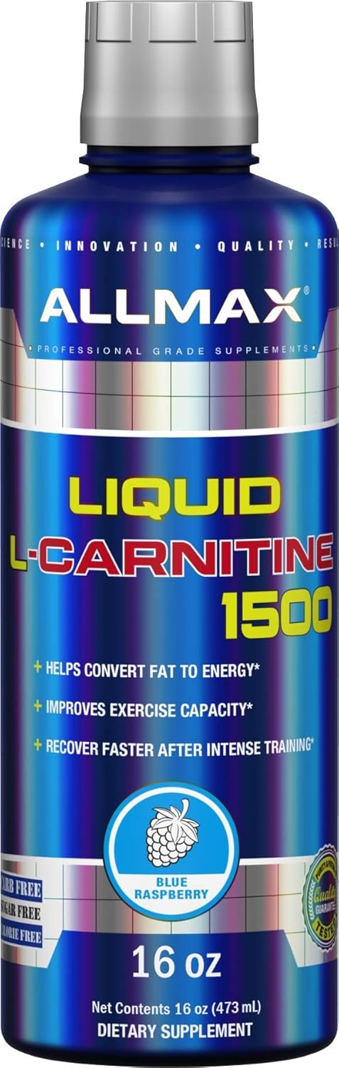 ALLMAX Nutrition - 左旋肉碱液体 + 维生素 B5 - 蓝莓味 - 473 毫升 & ZMX2,90 粒装