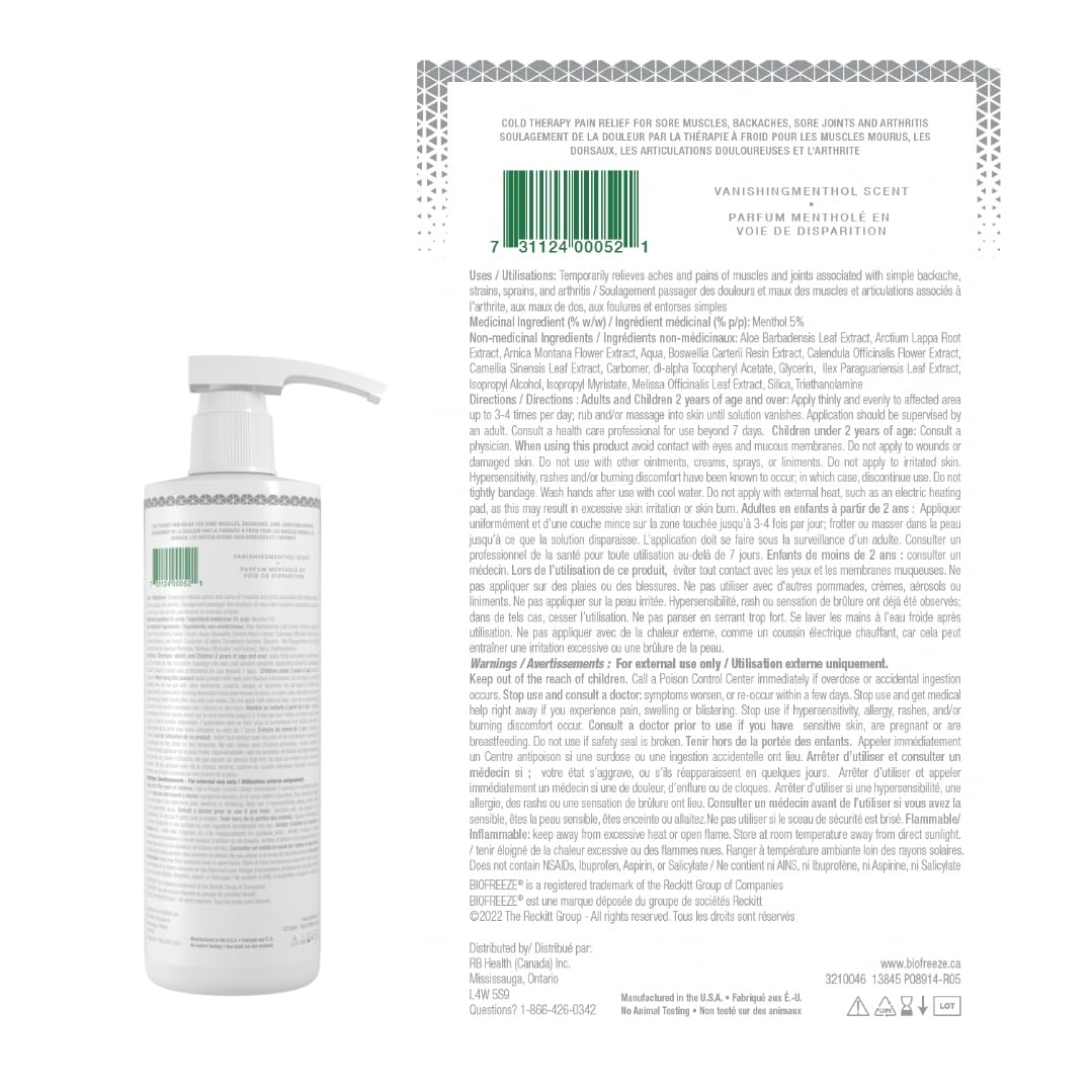 Biofreeze® Professional | Fast Acting Long Lasting Cooling | Menthol Pain Relief | 16 oz