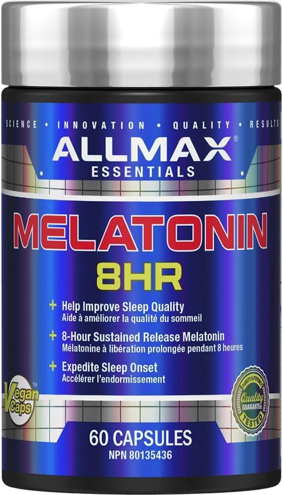 ALLMAX Essentials 褪黑激素 8 小时 - 缓释睡眠支持,60 粒胶囊