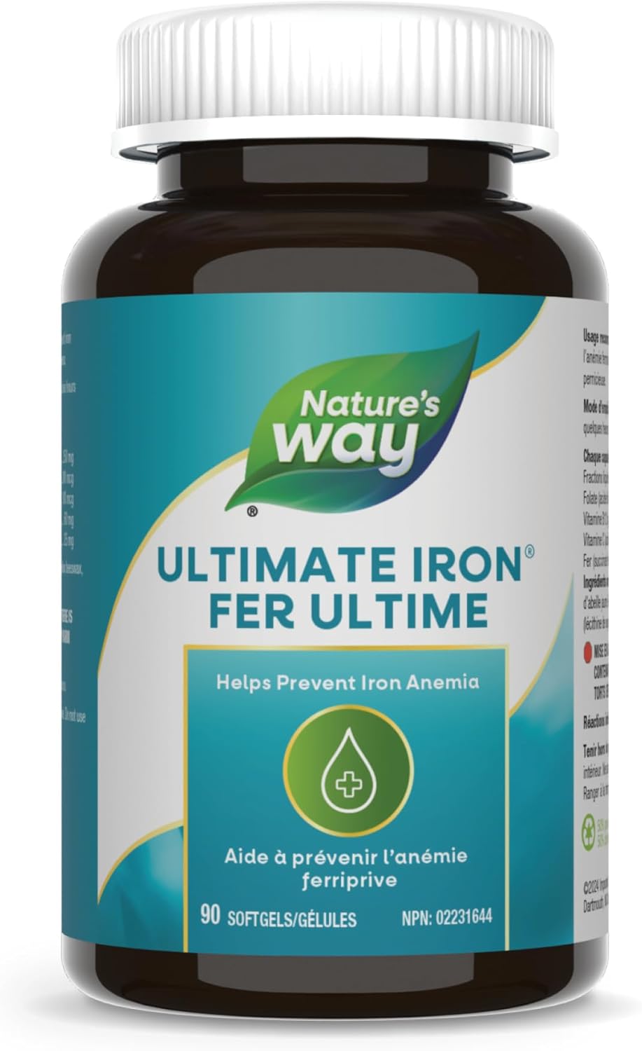 Nature's Way 終極鐵劑 - 鐵補充劑,促進紅血球生成和預防貧血 - 含葉酸、維生素 B12 和維生素 C - 90 粒軟膠囊