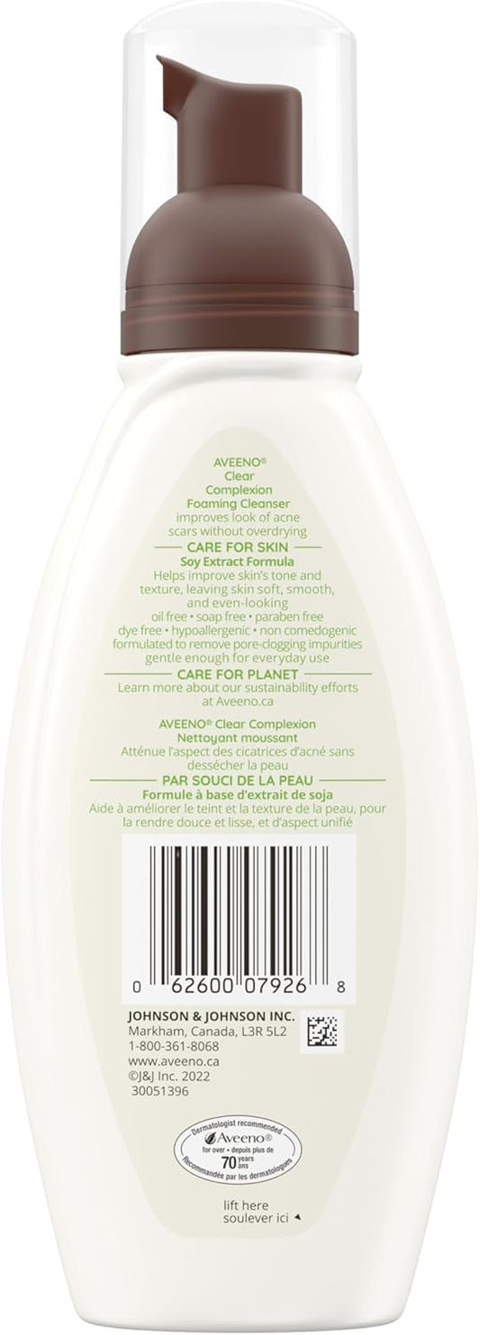 Aveeno Clear Complexion 泡沫洁面乳,适用于痤疮肌肤、疤痕、痤疮治疗,低过敏性,180 毫升