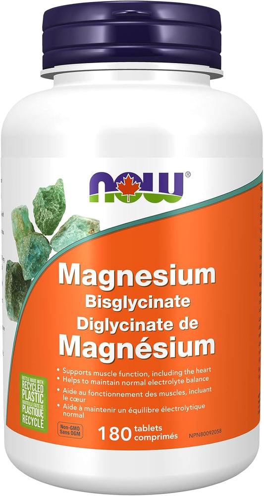 NOW Supplements, 甘胺酸鎂 100 毫克,高吸收形式,180 片裝