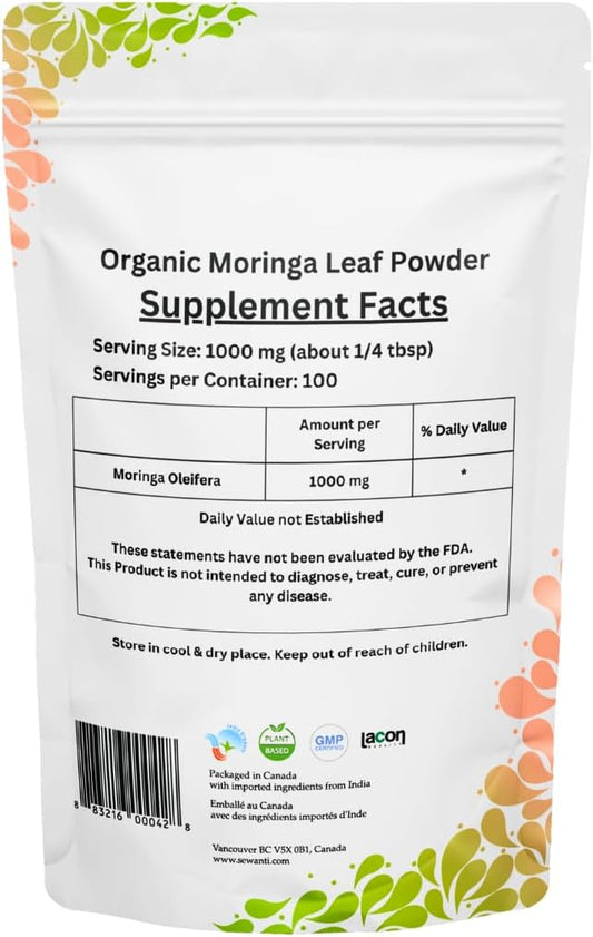 Sewanti Organic Moringa Powder (npn): 80093749 200 gram