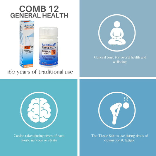 Martin & Pleasance - Schuessler 組織鹽通用滋補梳 12,125 片 - 緩解疲勞和抗疲勞補充劑 - 神經緊張或精神疲勞