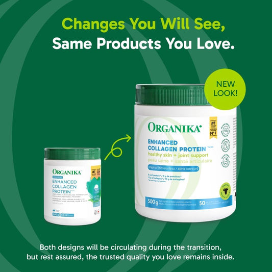 Organika 加拿大製造強化膠原蛋白粉 - 有益於頭髮、皮膚、指甲和關節健康。水解蛋白勝肽,更容易吸收 - 草飼,非基因改造 - 無味 - 500克