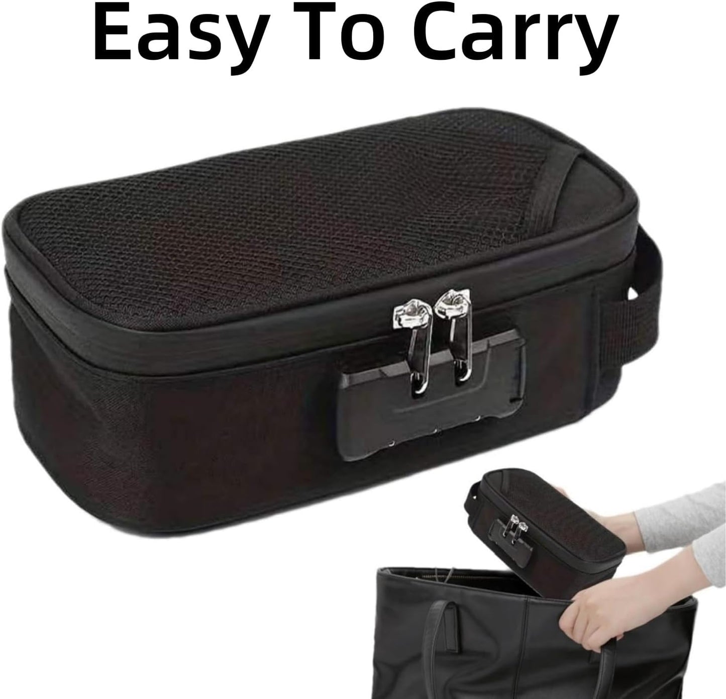 Smell Proof Bag, Lightweight and Easy to Carry Odor Proof Pouch Organizer Activated Carbon Adsorption Effect Smell Proof Container with Lock Travel Storage Bag (Black)