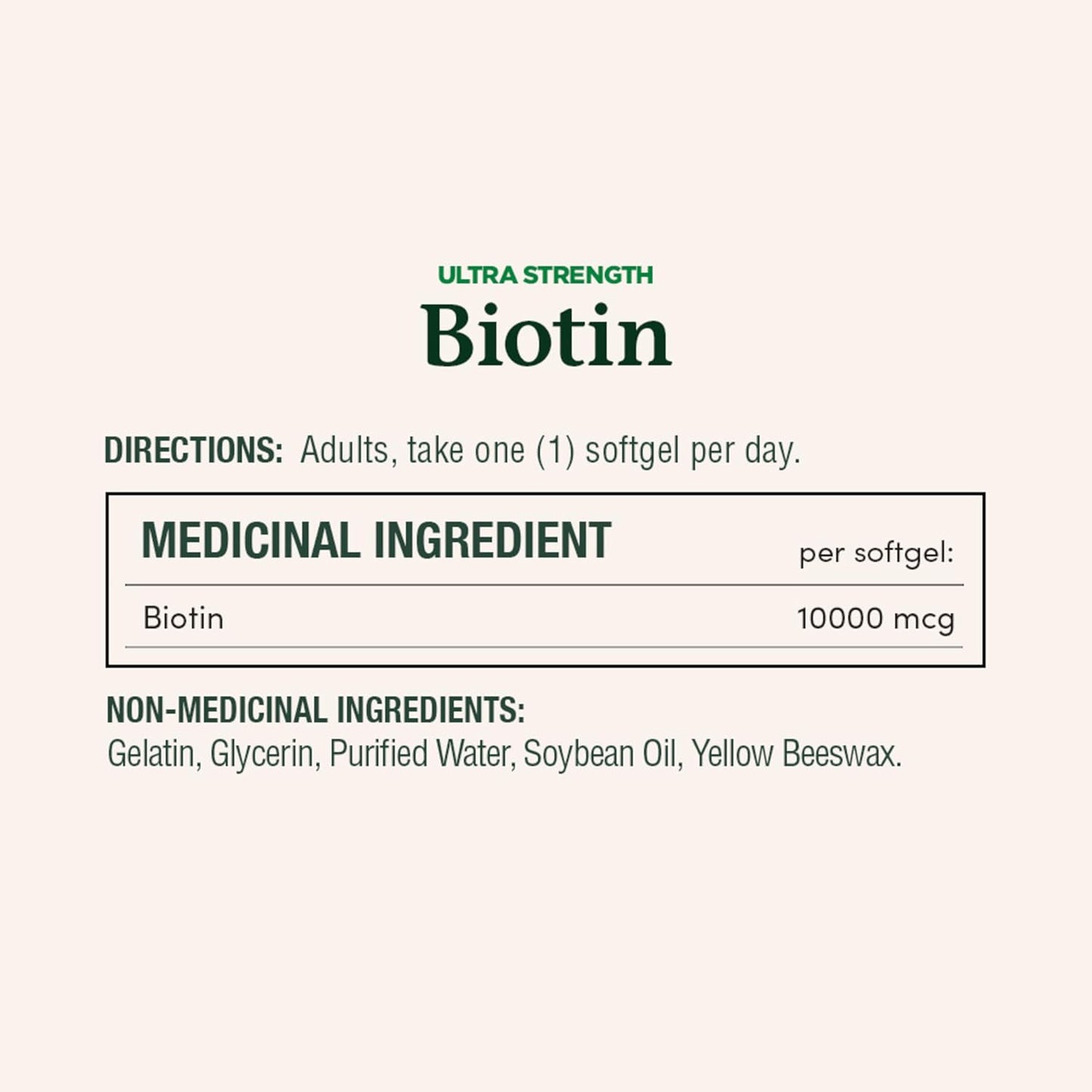 自然之宝生物素,超强效,10,000 微克,促进头发生长,使指甲更浓密、更健康,头发更浓密,皮肤更健康,帮助营养物质代谢,软胶囊,55.4 克