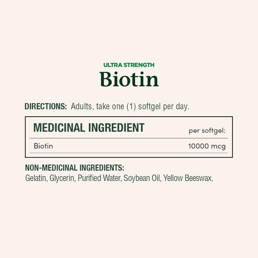自然之宝生物素,超强效,10,000 微克,促进头发生长,使指甲更浓密、更健康,头发更浓密,皮肤更健康,帮助营养物质代谢,软胶囊,55.4 克