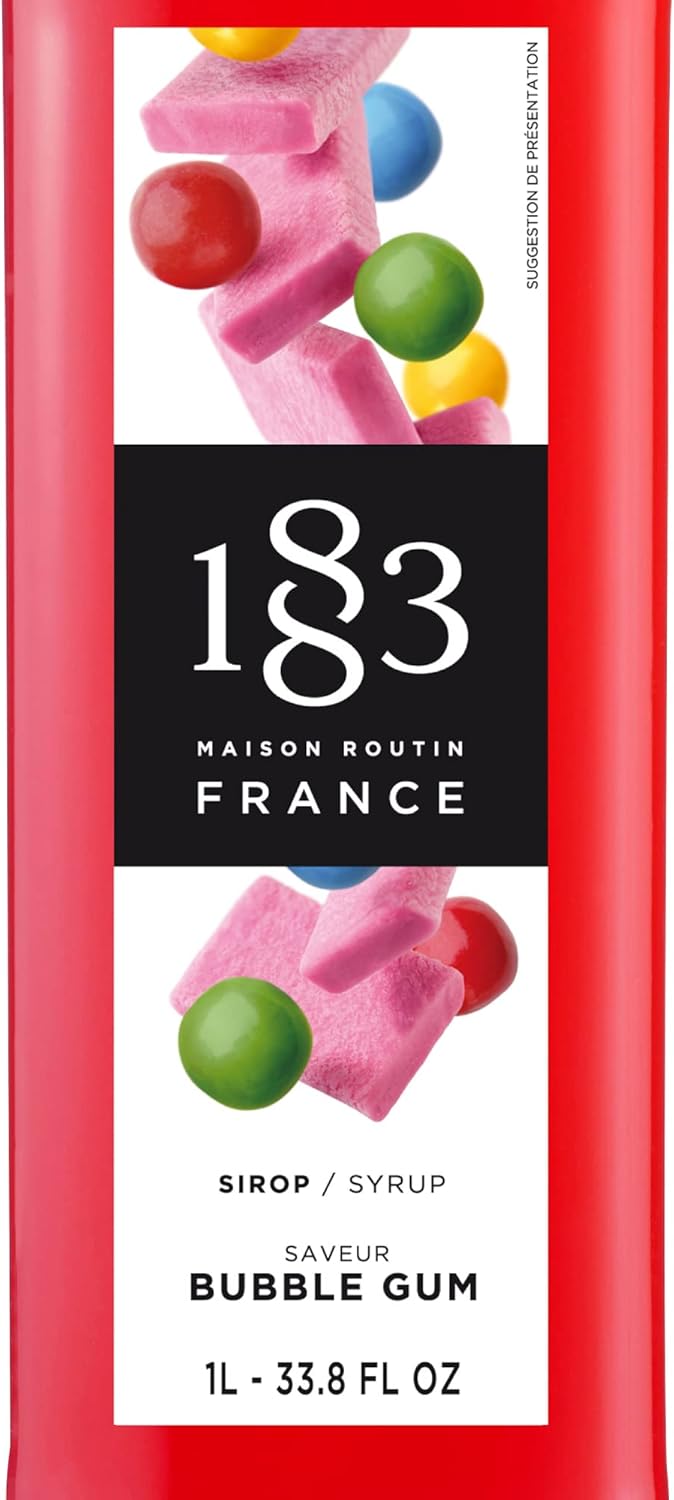 1883 Maison Routin Bubble Gum Flavour Syrup, 1L Glass bottle