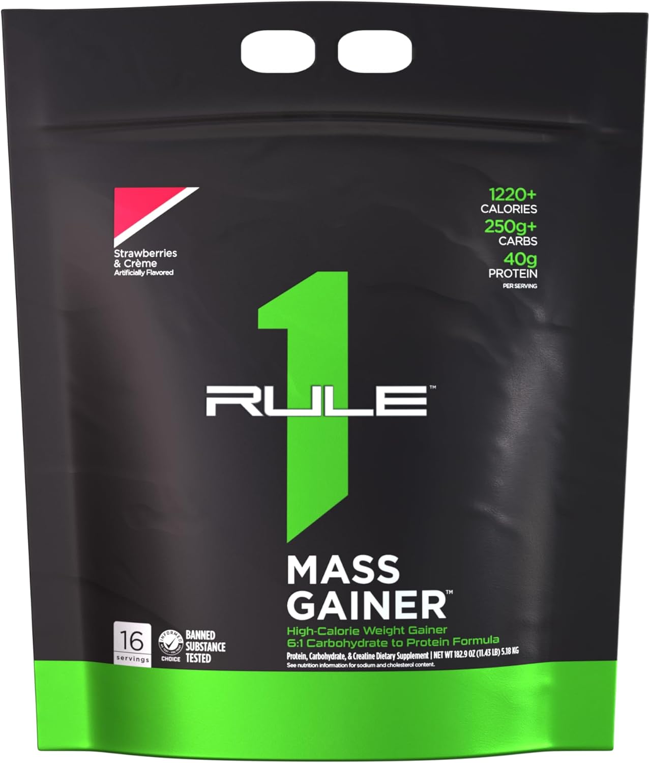 Rule 1 Mass Gainer 16 serv Strawberries & Crème 11.43 lbs