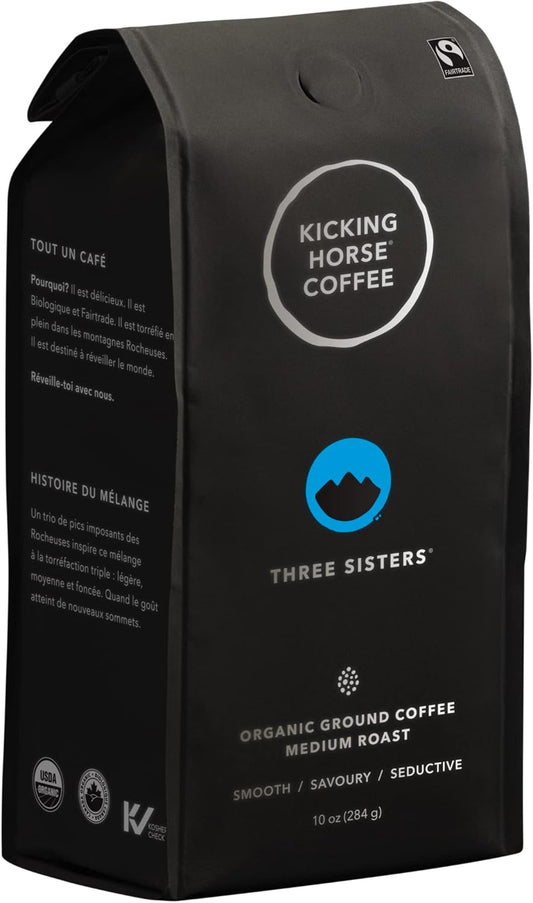 Kicking Horse Coffee,Three Sisters,中度烘焙,研磨,284 克 - 有机认证、公平贸易、犹太洁食 Coffee & Hola,轻度烘焙,研磨,284 克 - 有机认证、公平贸易、犹太洁食 Coffee
