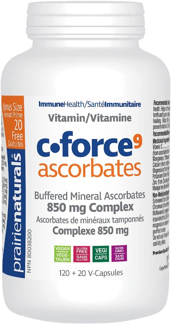 Prairie Naturals 维生素 C Force 矿物质抗坏血酸盐有助于骨骼/软骨/牙齿/牙龈/伤口愈合/和结缔组织的形成,维持肌肉功能,维持身体的……