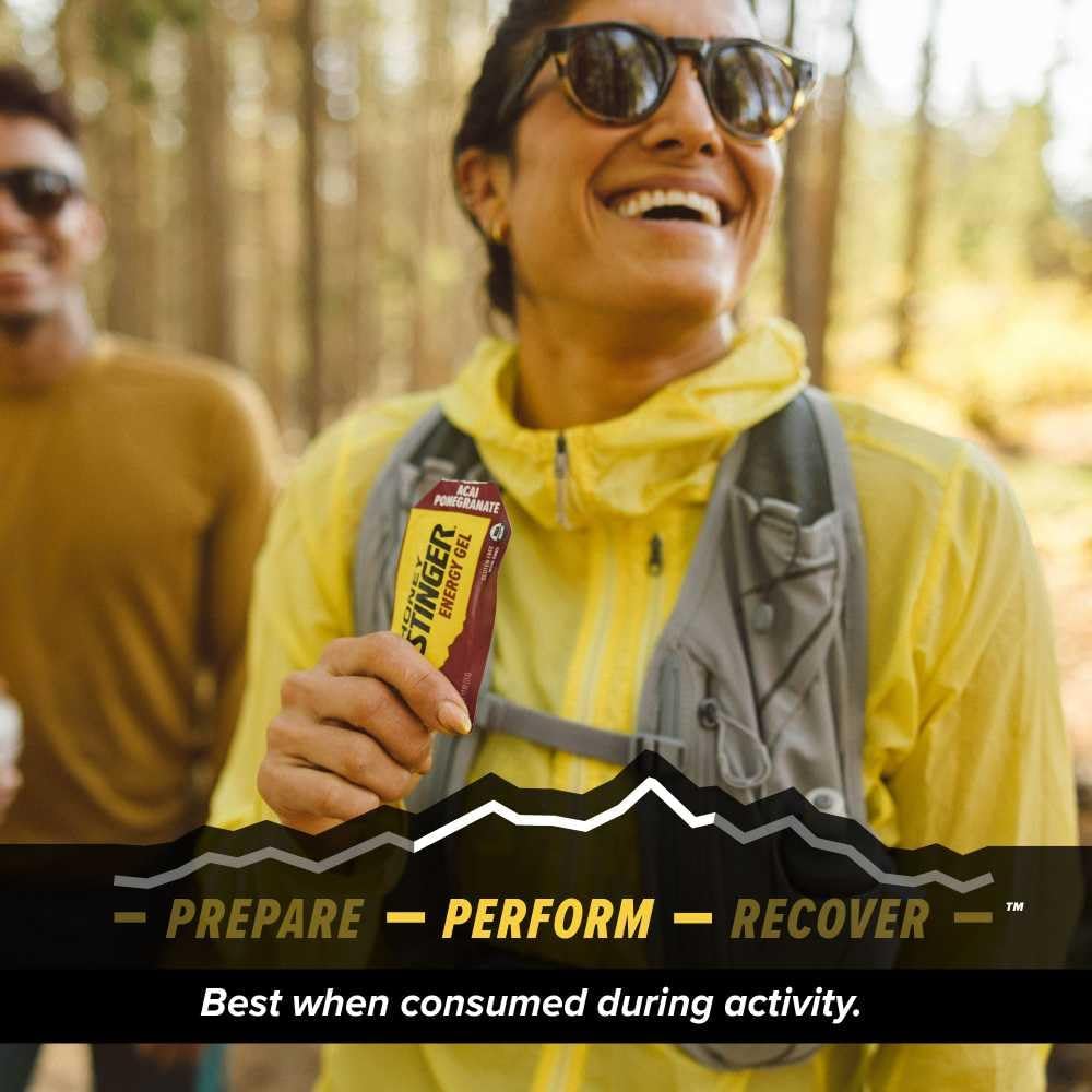 Honey Stinger Organic Acai Pomegranate Energy Gel | Gluten Free & Caffeine Free | For Exercise, Running and Performance | Sports Nutrition for Home & Gym, Pre and Mid Workout | 24 Pack, 31g