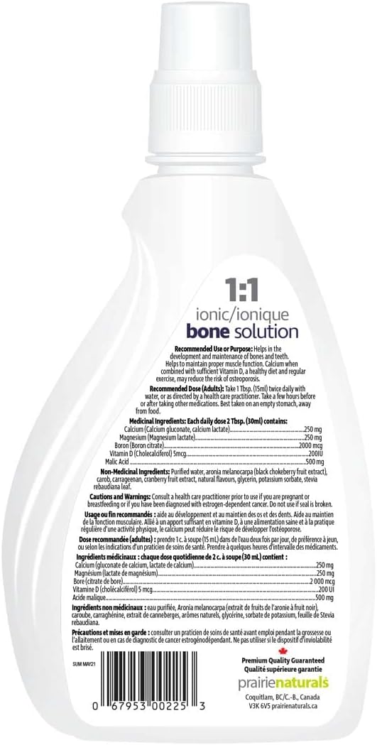Prairie Naturals Liquid ionic Bone Solution 1:1-500 mL