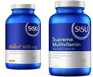 SISU Ester-C 600 毫克 240 维生素 C(1 包)和 Supreme 复合维生素 120 维生素 C
